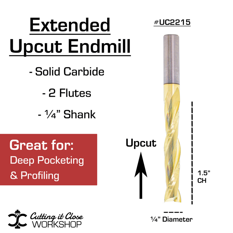 1/4'' x 1-1/2'' Upcut Extended - 1/4'' Shank - UC2215