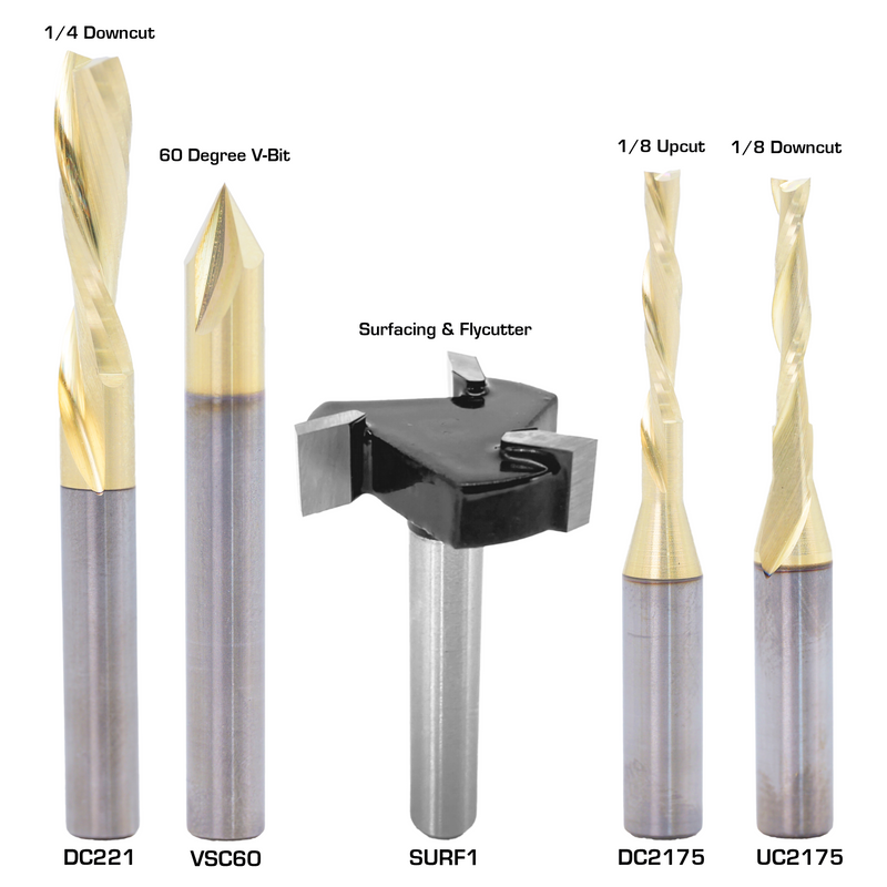 CNC Router Starter Set – 5 Must-Have Bits for Beginners