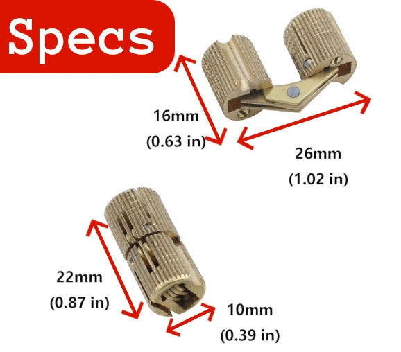 Barrel Hinges - Pack of 6