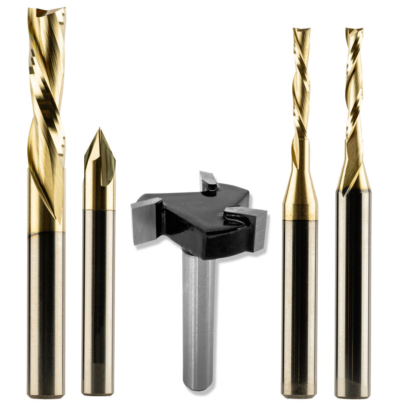 CNC Router Starter Set – 5 Must-Have Bits for Beginners