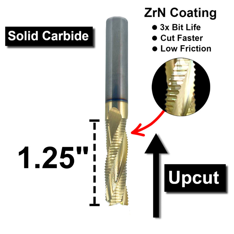 Big Boy - 3/8" x 1.25" Upcut Rougher - 3/8 Shank