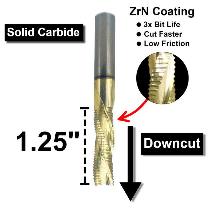 Big Girl - 3/8" x 1.25" Downcut Rougher - 3/8 Shank