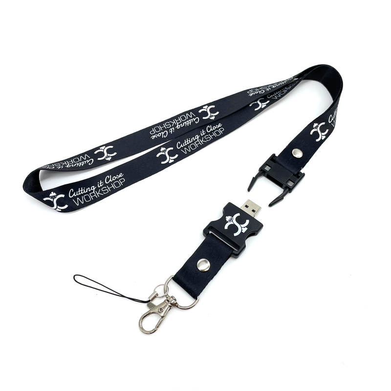 CIC USB lanyard in front of a white background 