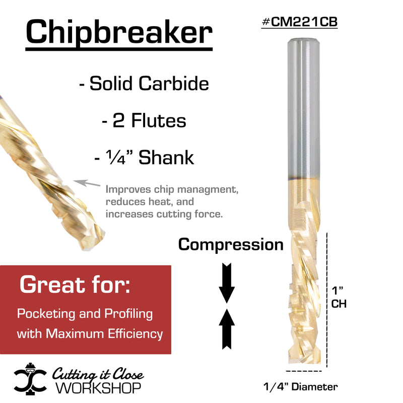 1/4" x 1" Chipbreaker Compression - 1/4" Shank - CM221CB