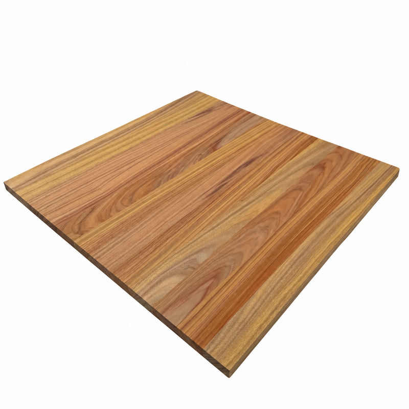 Canary hardwood panel shown at an angle on a white background, highlighting its full surface and varied wood grain.