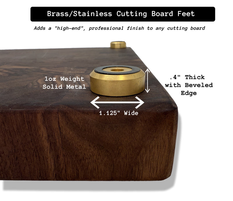 Premium Cutting Board Feet - Brass/Stainless Steel