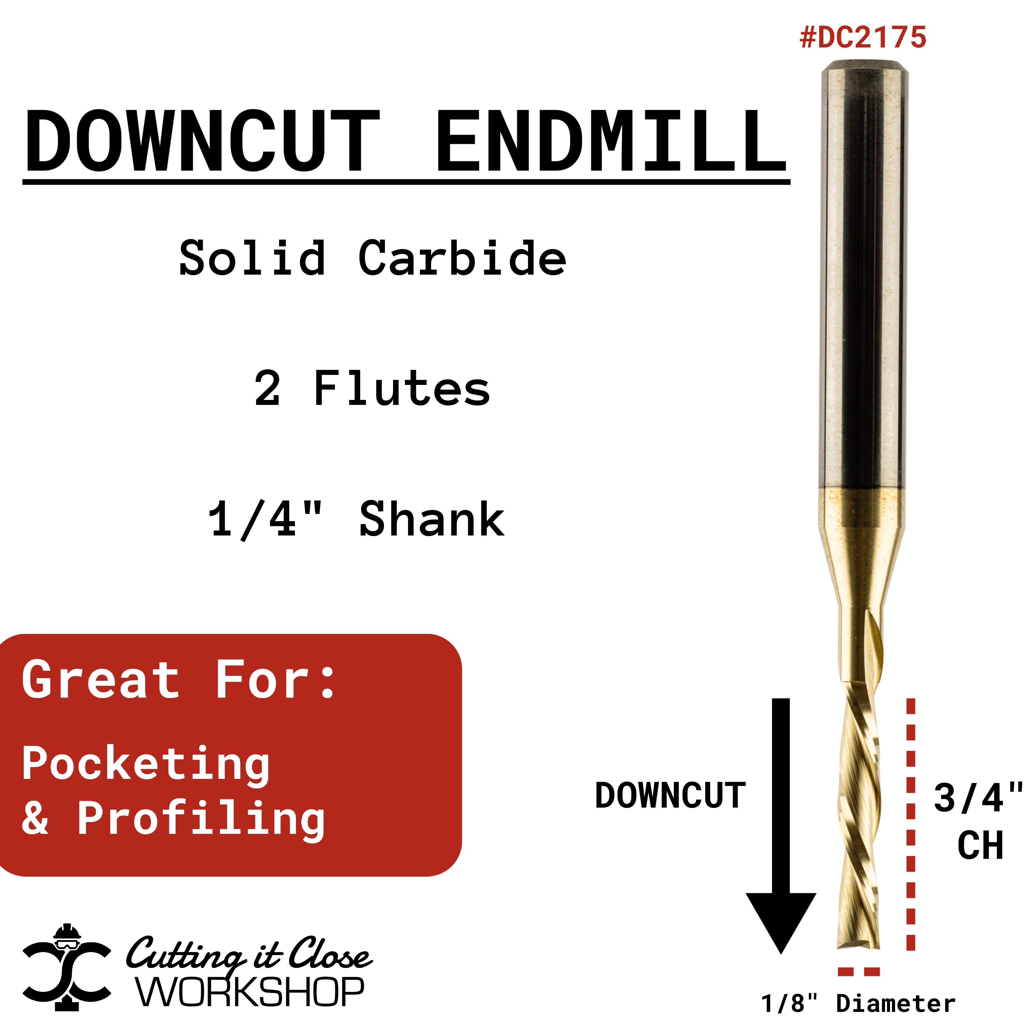 D75の5枚 1/8'' x 3/4'' Downcut - 1/4'' Shank - DC2175 — CIC Workshop