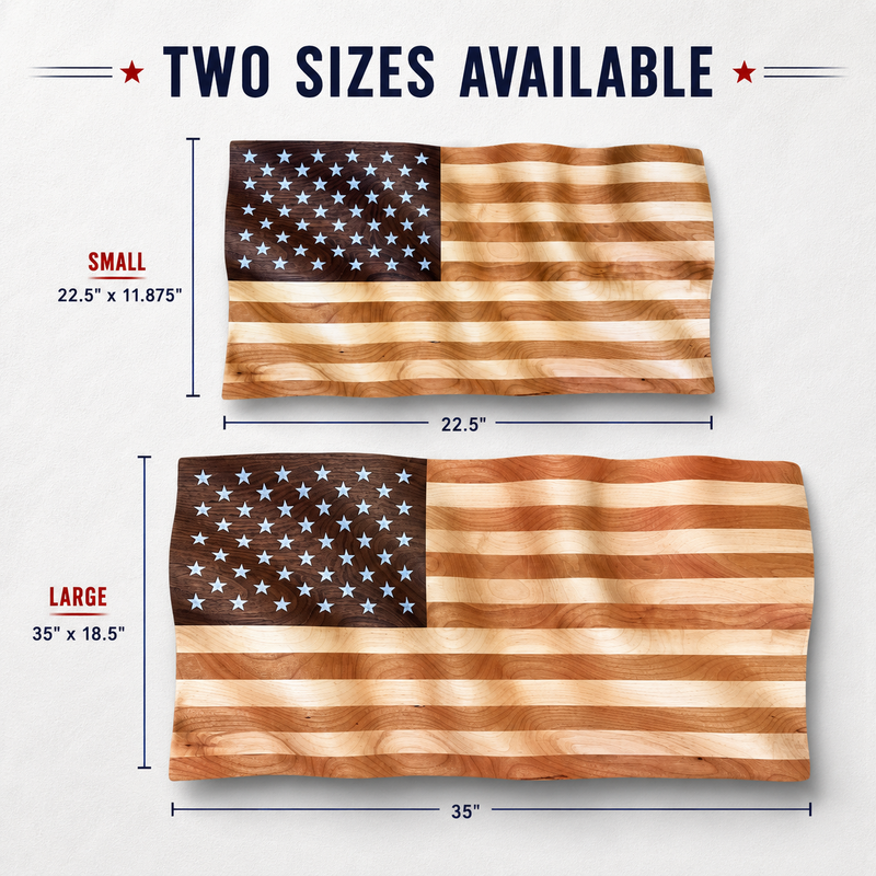 Wavy American Flag CNC Kit Size Comparison 
