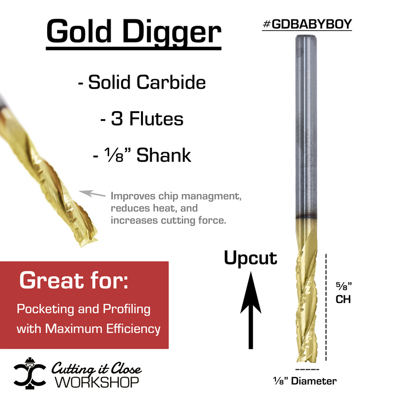 Baby Boy - 1/8" x .625" Upcut Rougher - 1/8 Shank