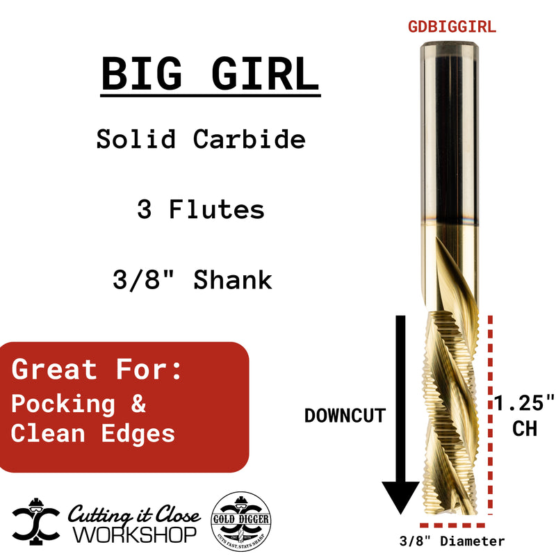 Big Girl - 3/8" x 1.25" Downcut Rougher - 3/8 Shank