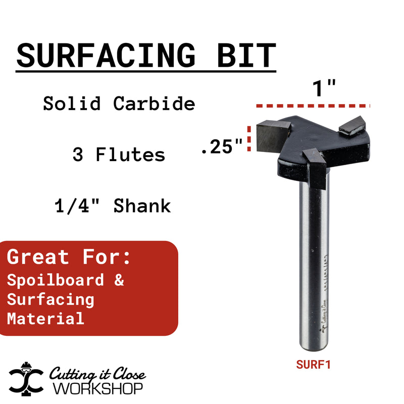 1'' X 1/4'' Surfacing & Flycut - 1/4'' Shank - SURF1