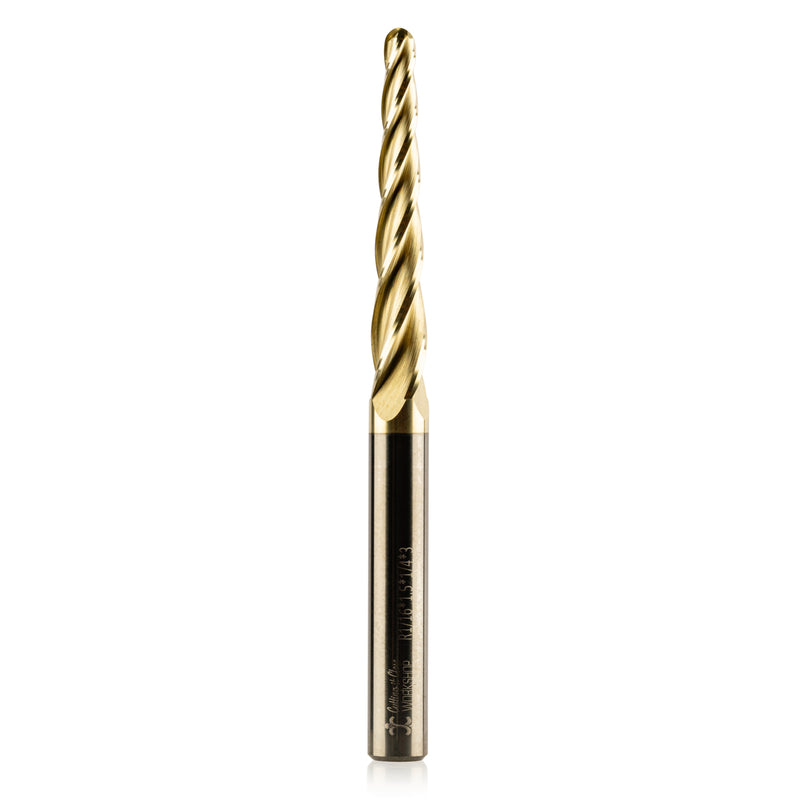 1/16 Radius - 3.6 Deg 3D Tapered Ballnose - 1/4" Shank - TBN1-16