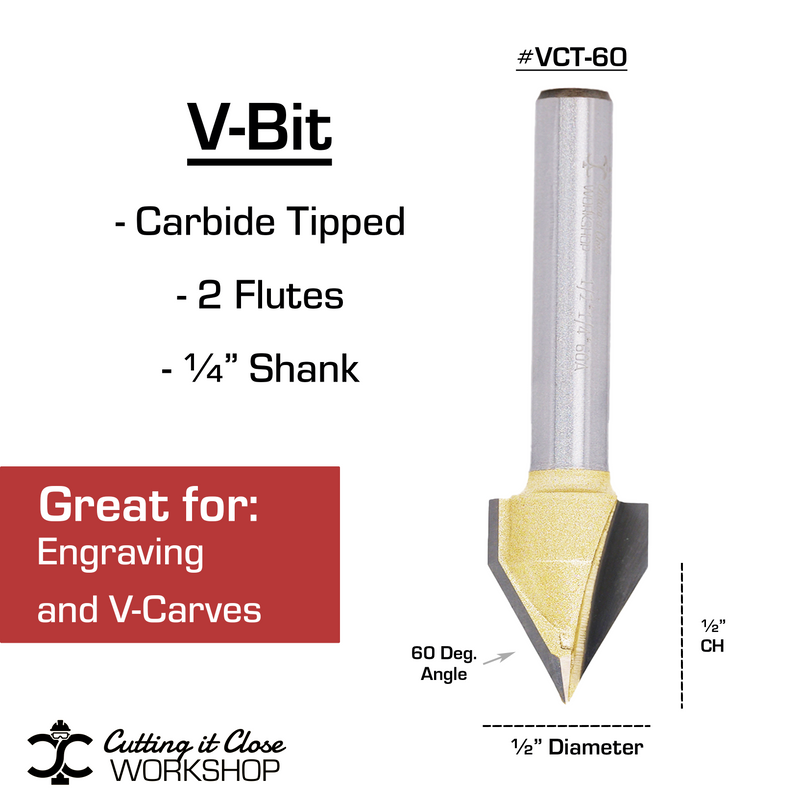 60 Degree V-Groove - 1/4 Shank - VCT-60