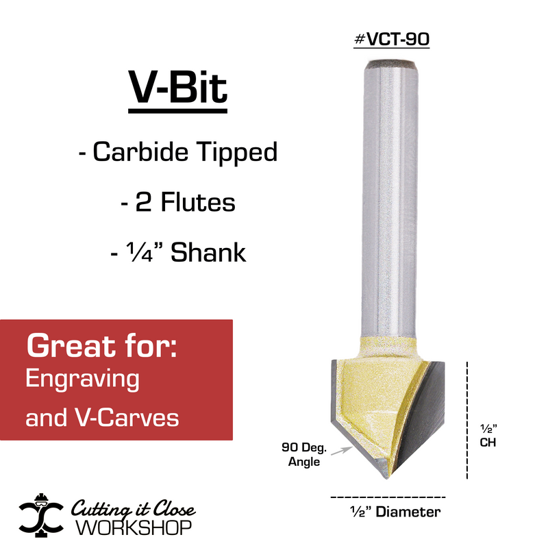 90 Degree V-Groove - 1/4 Shank - VCT-90