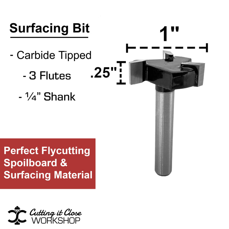 1'' X 1/4'' Surfacing & Flycut - 1/4'' Shank - SURF1